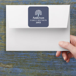 Adesivo Quadrado Nome Personalizado/Data da Reunião da Família de Á