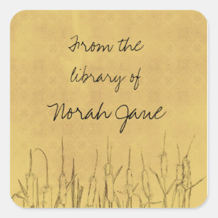 Adesivo Quadrado Nome Personalizado de Desenho Botânico de Capturas