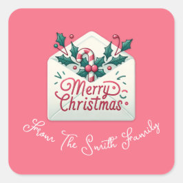 Adesivo Quadrado Nome Personalizado de Natal Impressivo de Email de