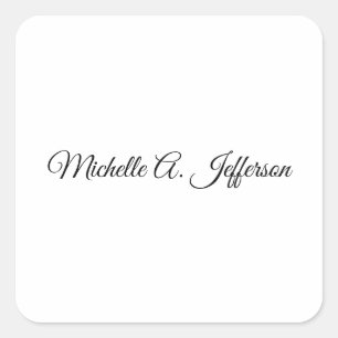 Adesivo Quadrado Nome Personalizado de Tendência Criativa de Caligr