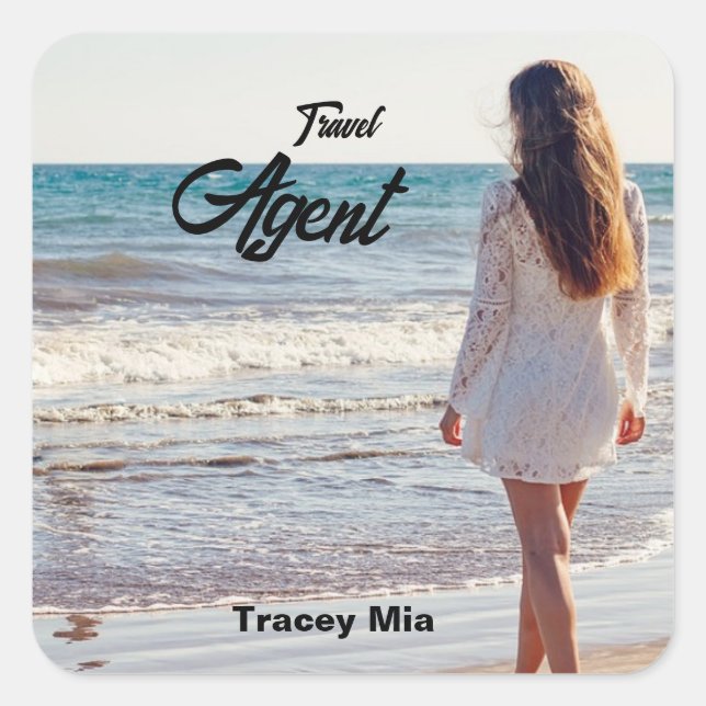 Adesivo Quadrado nome personalizado do agente viagem (Frente)