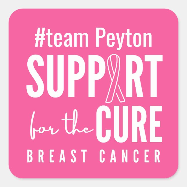 Adesivo Quadrado nome personalizado do cancer da mama Stickers Rótu (Frente)
