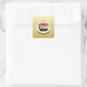 Adesivo Quadrado Nome Personalizado do Gradiente de comida Cute Sus