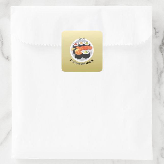 Adesivo Quadrado Nome Personalizado do Gradiente de comida Cute Sus (Bolsa)