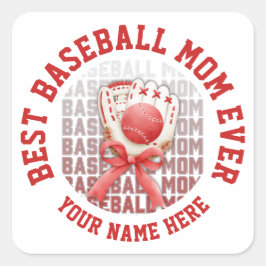 Adesivo Quadrado Nome Personalizado do MOM Na moda BASEBALL