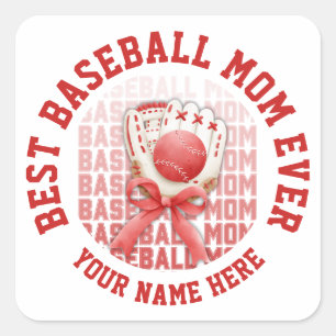 Adesivo Quadrado Nome Personalizado do MOM Na moda BASEBALL