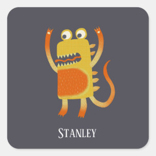 Adesivo Quadrado Nome Personalizado do Monster Stanley