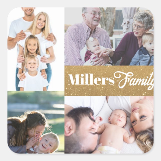 Adesivo Quadrado Nome personalizado e chaveiro de ouro para colagem (Frente)