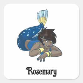 Adesivo Quadrado Nome personalizado Lady Mermaid