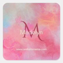 Nome Personalizado + Monograma Rosa Tinta de Aquar