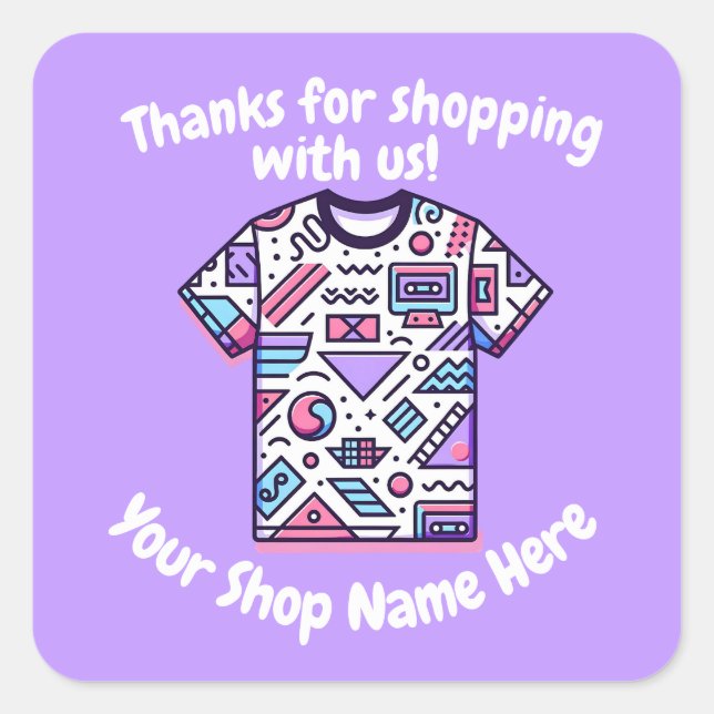 Adesivo Quadrado Nome Personalizado para Pequenas Empresas Vendedor (Frente)