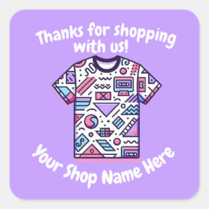 Adesivo Quadrado Nome Personalizado para Pequenas Empresas Vendedor