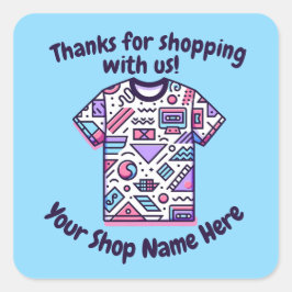 Adesivo Quadrado Nome Personalizado para Pequenas Empresas Vendedor