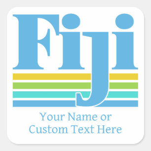 Adesivo Quadrado Nome Personalizado / Texto Fiji