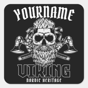 Adesivo Quadrado NOME Personalizado Viking Nordic Warrior Heritage