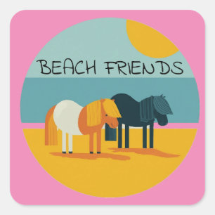 Adesivo Quadrado Nome Personalizar os Amigos de Praia Pony
