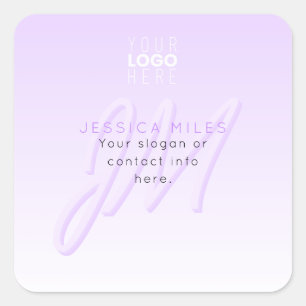 Adesivo Quadrado Nome profissional e Modelo de slogan   Puro claro