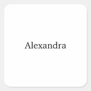 Adesivo Quadrado Nome Próprio Clássico Simples Minimalista Branco P