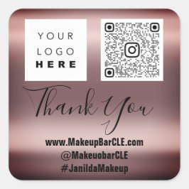 Adesivo Quadrado Nome QRCode do logotipo Obrigado de Compra
