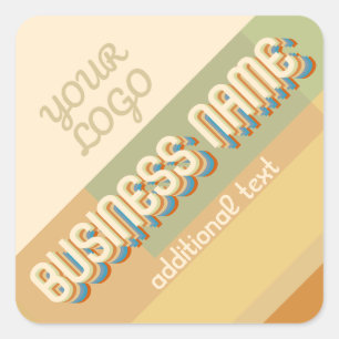 Adesivo Quadrado Nome Retromoderno com Formas e Cores Geométricas