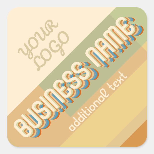 Adesivo Quadrado Nome Retromoderno com Formas e Cores Geométricas (Frente)