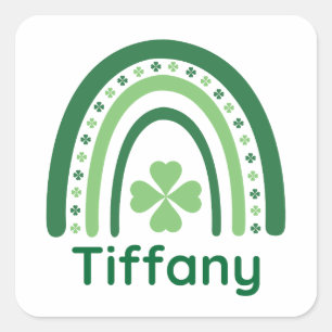 Adesivo Quadrado Nome Tiffany Clover Boho Rainbow