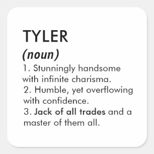 Adesivo Quadrado Nome Tyler, Nome editável, Nome personalizado