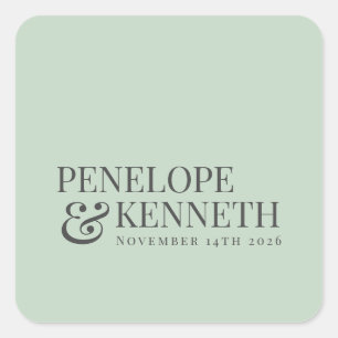 Adesivo Quadrado Nomes de Casamentos Personalizados Elegantes Cláss