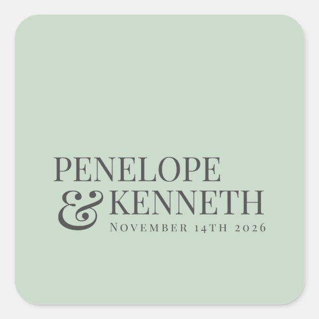 Adesivo Quadrado Nomes de Casamentos Personalizados Elegantes Cláss (Frente)