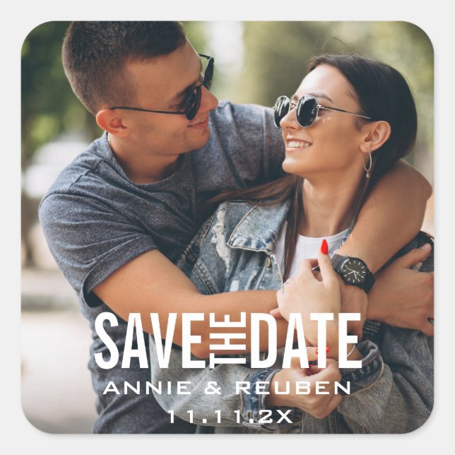 Adesivo Quadrado Nomes Personalizados Foto Obrigado (Frente)