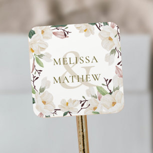 Adesivo Quadrado Nomes personalizados Magnolia Oriental Elegante
