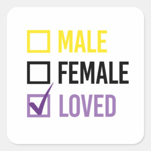 Adesivo Quadrado Nonbinary e Loved