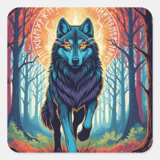 Adesivo Quadrado Nordic Spirit Wolf