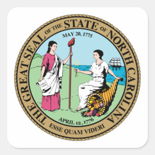 Adesivo Quadrado North Carolina State Seal -
