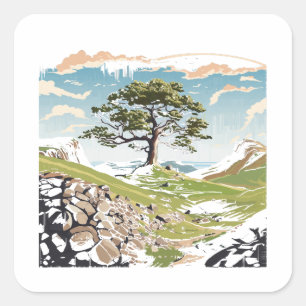 Adesivo Quadrado Northumberland National Park Sycamore Gap Tree