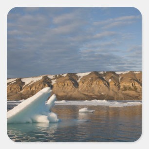 Adesivo Quadrado Noruega, Svalbard, Ilha Spitsbergen, Pôr do sol