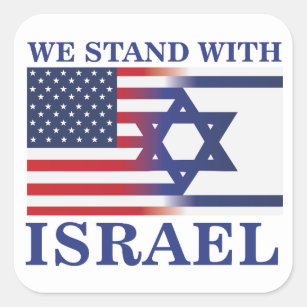 Adesivo Quadrado Nós, Americanos, Ficamos com a bandeira de Israel