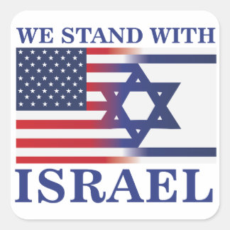 Adesivo Quadrado Nós, Americanos, Ficamos com a bandeira de Israel