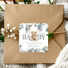 Adesivo Quadrado Nós podemos esperar o Urso do Teddy Sage Verde