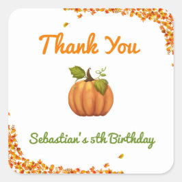 Adesivo Quadrado Nossa Pequena Abóbora Cai Aniversário
