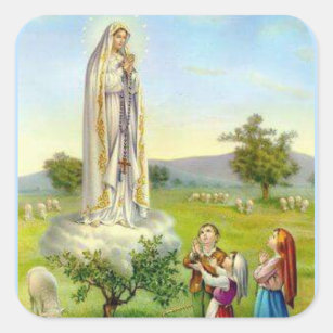 Adesivo Quadrado Nossa senhora de carneiros das crianças de Fatima