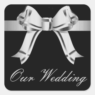 Adesivo Quadrado "Nosso casamento" - a prata/cinzas curva-se e a