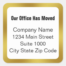 Adesivo Quadrado Nosso escritório mudou o negócio Dourado preto bra