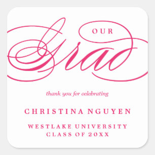 ADESIVO QUADRADO NOSSO GRAD DE ESCRITA ELEGANTE STICKER DE AGRADE