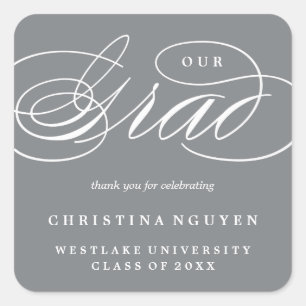 ADESIVO QUADRADO NOSSO GRAD DE ESCRITA ELEGANTE STICKER DE OBRIGA