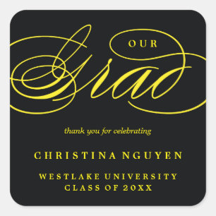 ADESIVO QUADRADO NOSSO GRAD DE RÓTULO ELEGANTE STICKER DE OBRIGAD