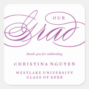 ADESIVO QUADRADO NOSSO GRAD DE RÓTULO ELEGANTE   STICKER DE OBRIGAD