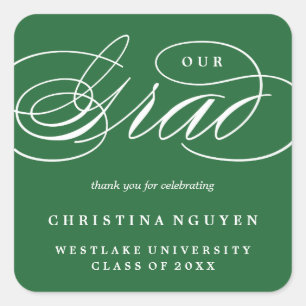 ADESIVO QUADRADO NOSSO GRAD SCRIPT ELEGANT STICKER DE OBRIGADO