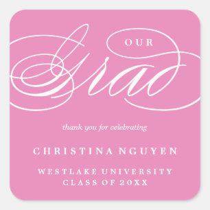 ADESIVO QUADRADO NOSSO GRAD SCRIPT ELEGANT STICKER DE OBRIGADO