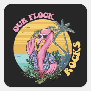 Adesivo Quadrado Nosso Retrô Flamingo Groovy, Rocks Flamingo